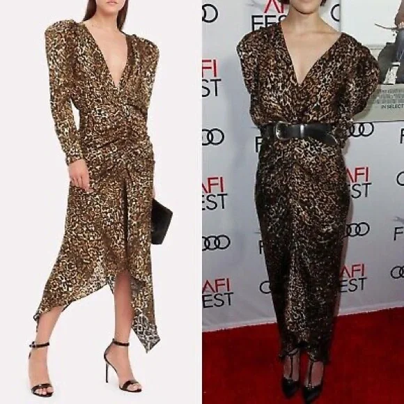 Ronny Kobo Leopard Print Puff Sleeve Dress - Picture 4 of 5